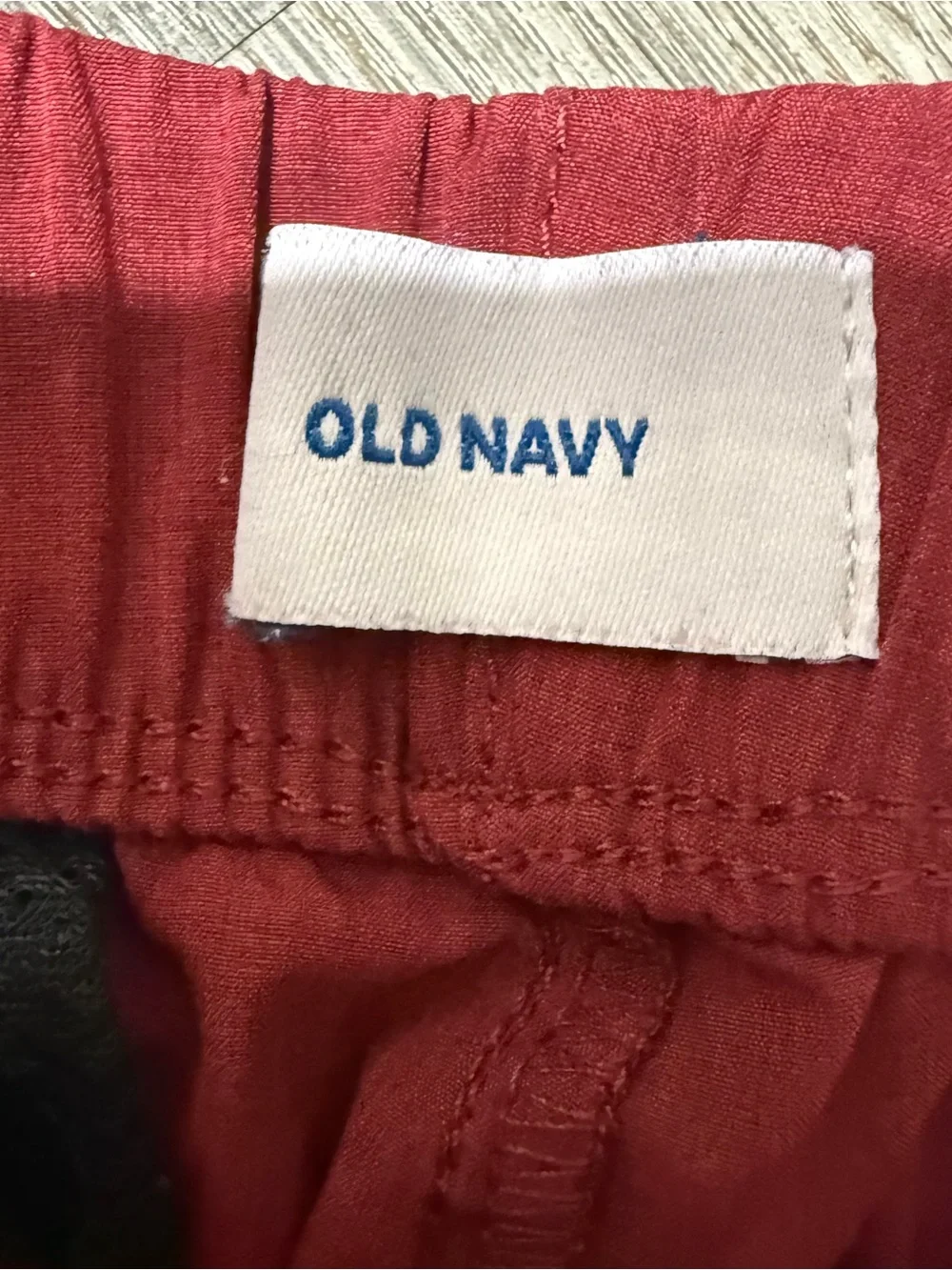 Old Navy Boys Drawstring Shorts - XL Burgundy with Black Contrast Cord